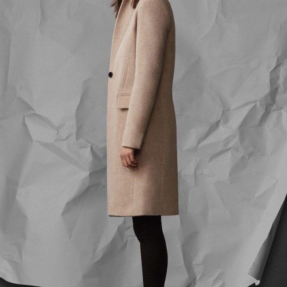 AllSaints Evelyn Comet Wool Coat, Oatmeal Brown